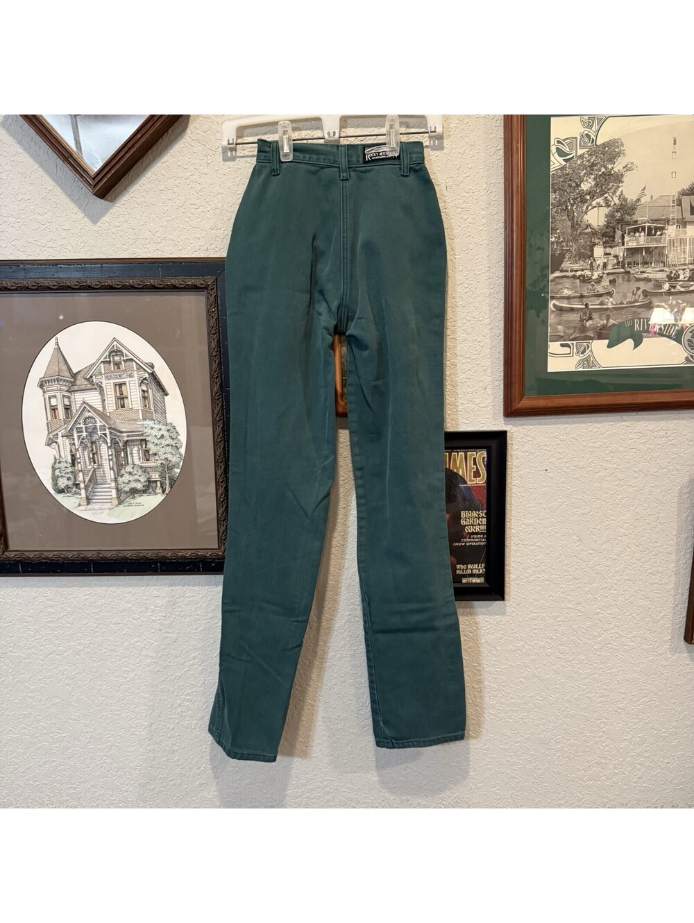 Vintage Rocky Mountain Jeans Green Western Rodeo High Waist Pant Women Sz 22x32